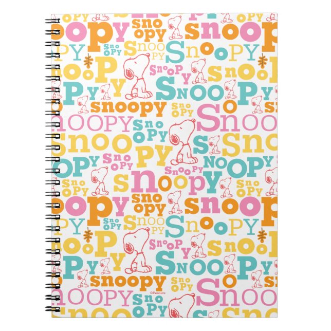 Snoopy Pastel Text Pattern Notizblock (Vorderseite)