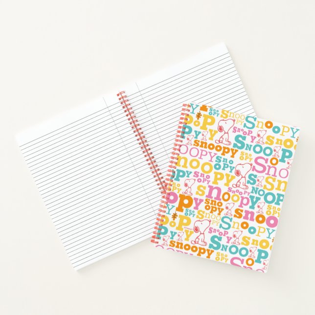 Snoopy Pastel Text Pattern Notizbuch (Innenseite)