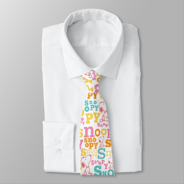 Snoopy Pastel Textmuster Krawatte (Gebunden)
