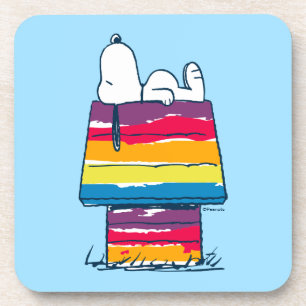 Snoopy Rainbow Dog House Getränkeuntersetzer