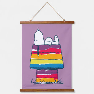 Snoopy   Rainbow Dog House Wandteppich Mit Holzrahmen