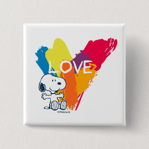 Snoopy Rainbow Liebe Herz Button