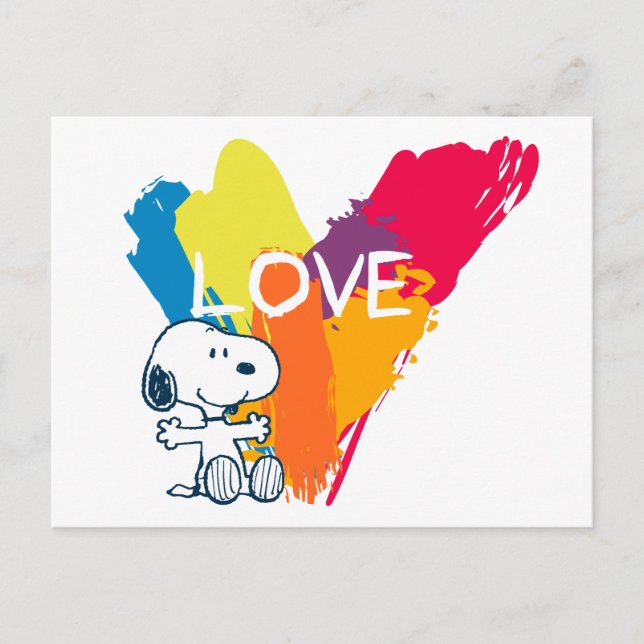 Snoopy | Rainbow Liebe Herz Postkarte (Vorderseite)