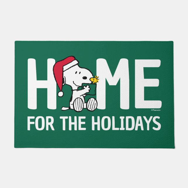 Snoopy Santa & Woodstock Zuhause für Ferien Fußmatte (Vorderseite)