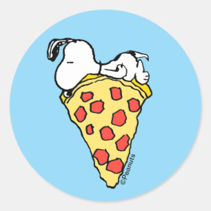 Snoopy Schlafendes Pizzastück Runder Aufkleber