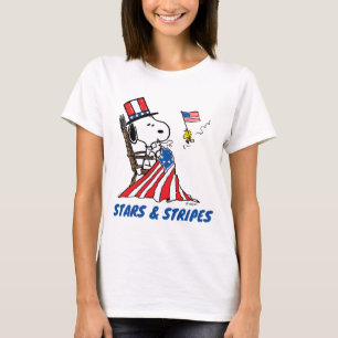 Snoopy Sewing 4. Juli Flagge T-Shirt