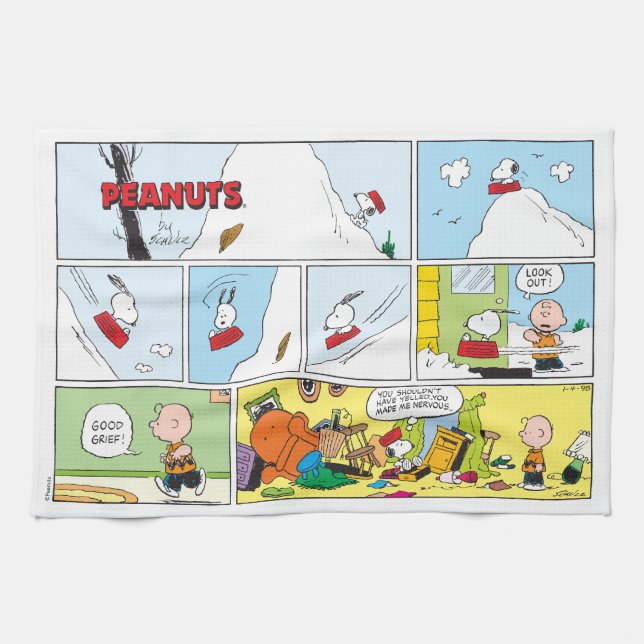 Snoopy Sled Riding Food Disc Geschirrtuch (Horizontal)