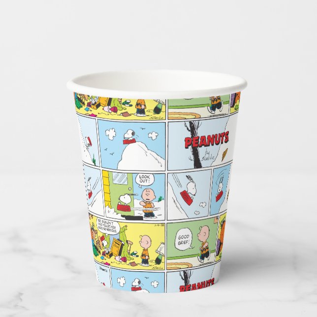 Snoopy Sled Riding Food Disc Pappbecher (Vorderseite)