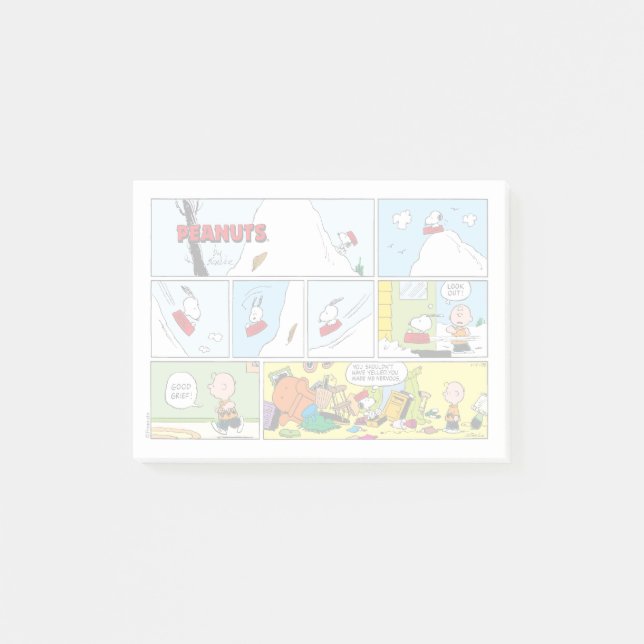 Snoopy Sled Riding Food Disc Post-it Klebezettel (Vorderseite)