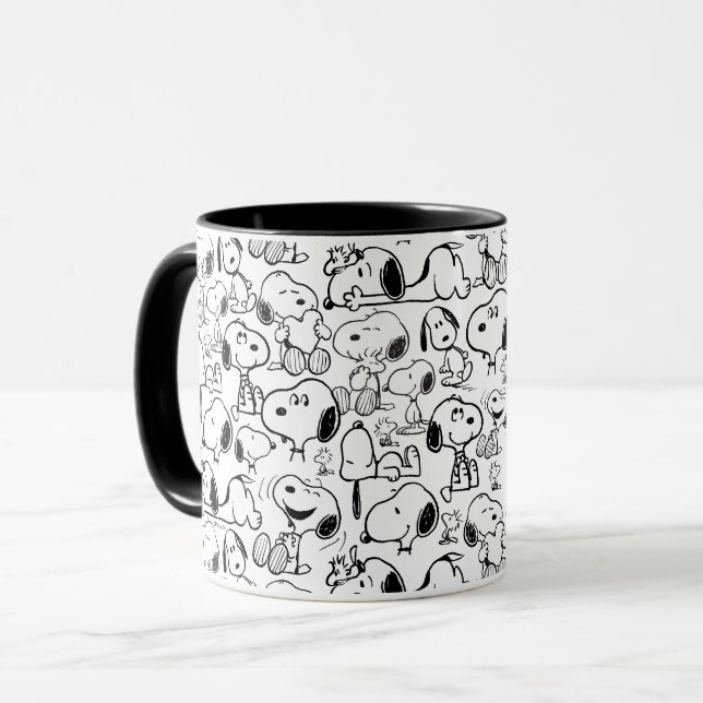 Snoopy Smile Giggle Laugh Pattern Tasse (Vorderseite Links)