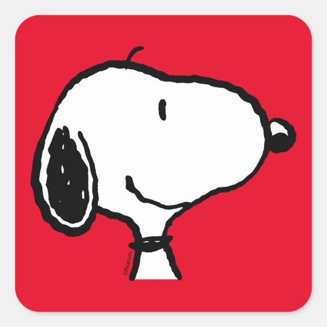 Snoopy Smile Giggle Laugh Quadratischer Aufkleber (Vorderseite)