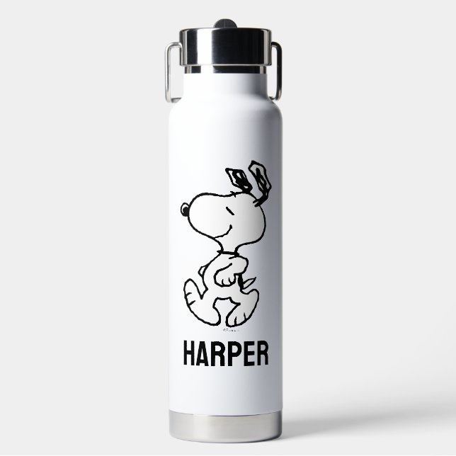 Snoopy So Sweet Blume Muster | Name hinzufügen Trinkflasche (Vorderseite)