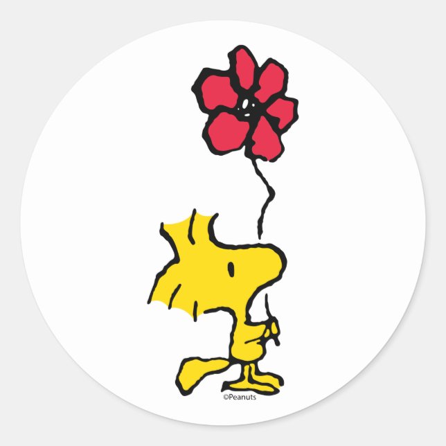 Snoopy So Sweet Blume Runder Aufkleber (Vorderseite)