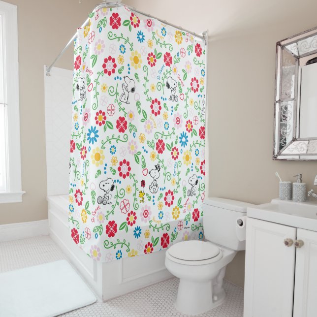 Snoopy So Sweet Flower Pattern Duschvorhang (Beispiel)
