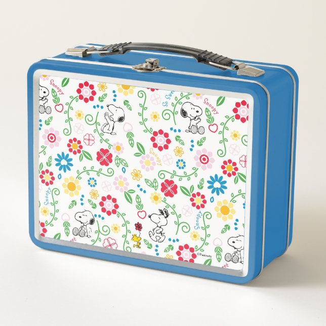 Snoopy So Sweet Flower Pattern Metall Brotdose (Vorderseite)