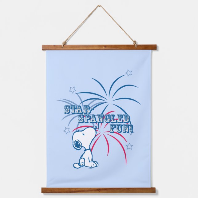 Snoopy Star Spangled Fun Wandteppich Mit Holzrahmen (Vorderseite)