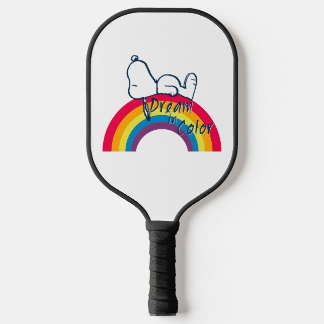 Snoopy | Traum in farbigem Regenbogen Pickleball Schläger (Vorderseite)