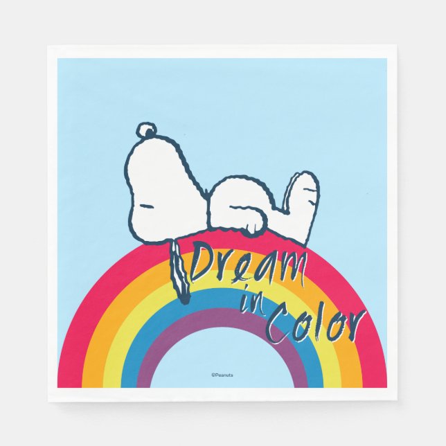 Snoopy | Traum in farbigem Regenbogen Serviette (Vorderseite)