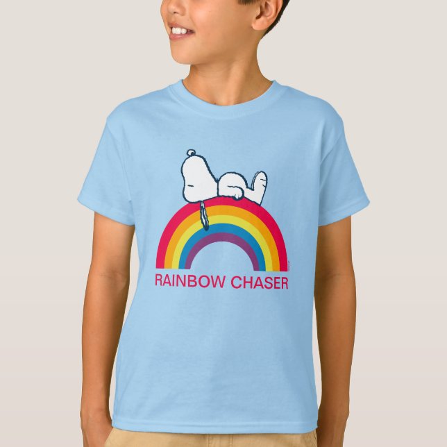 Snoopy | Traum in farbigem Regenbogen T-Shirt (Vorderseite)