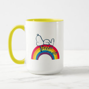 Snoopy Traum in farbigem Regenbogen Tasse