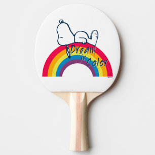 Snoopy Traum in farbigem Regenbogen Tischtennis Schläger