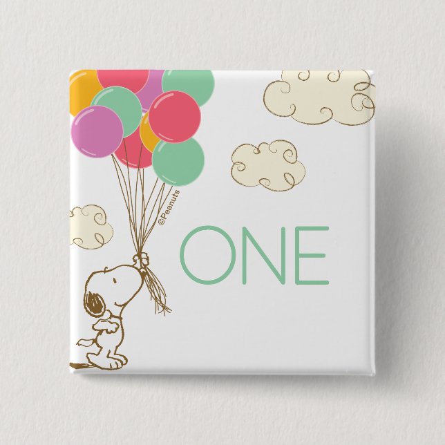 Snoopy und Balloons 1. Geburtstag Button (Vorderseite)
