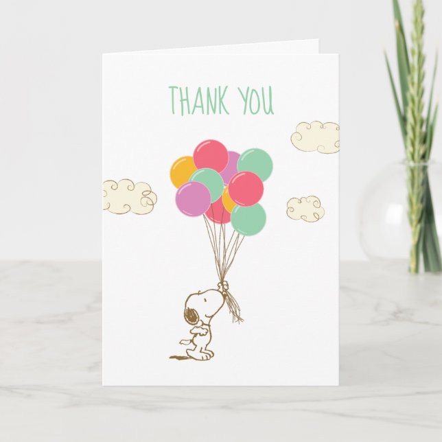 Snoopy und Balloons Babydusche Dankeskarte (Vorderseite)