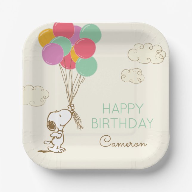 Snoopy und Balloons Geburtstag Pappteller (Vorderseite)