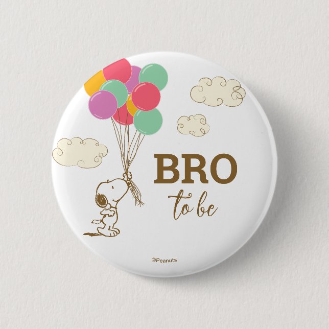 Snoopy und Balloons Kinderdusche Bruder zu sein Button (Vorderseite)