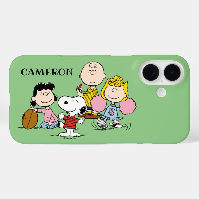 Snoopy und der Gang Play Football iPhone 16 Hülle (Rückseite (Horizontal))
