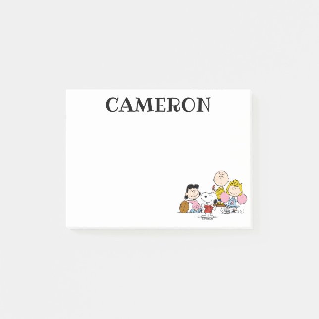 Snoopy und der Gang Play Football Post-it Klebezettel (Vorderseite)