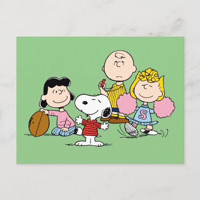 Snoopy und der Gang Play Football Postkarte (Vorderseite)