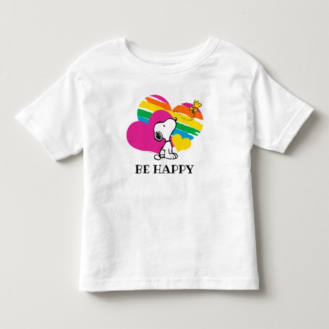 Snoopy und Holz | Rainbow Hearts Kleinkind T-shirt (Vorderseite)
