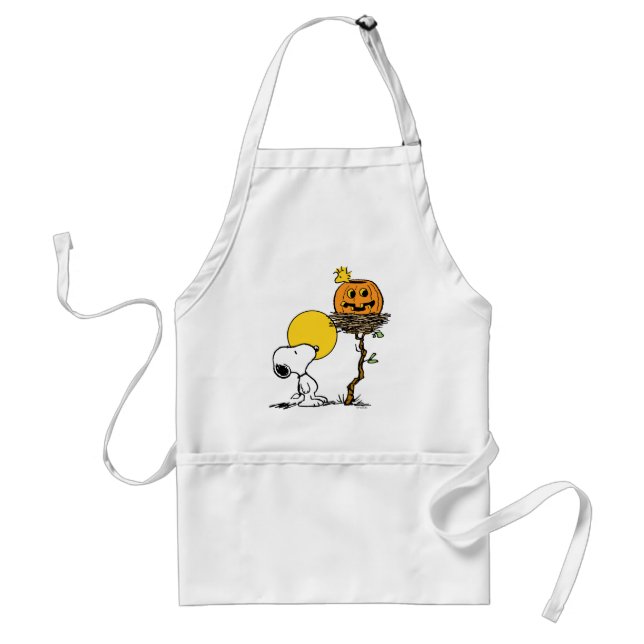 Snoopy und Holznest mit Jack O' Lantern Schürze (Vorne)