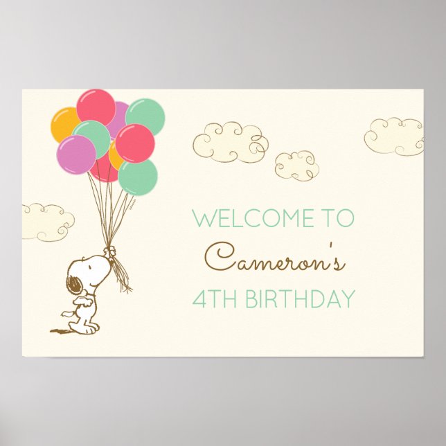 Snoopy und Luftballons Geburtstag Poster (Vorne)