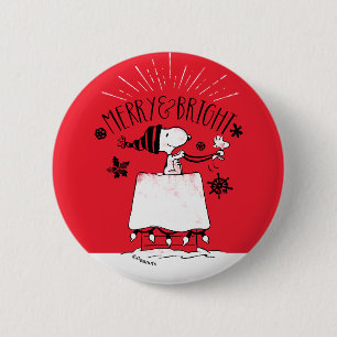 Snoopy und Woodstock - Merry & Bright Button