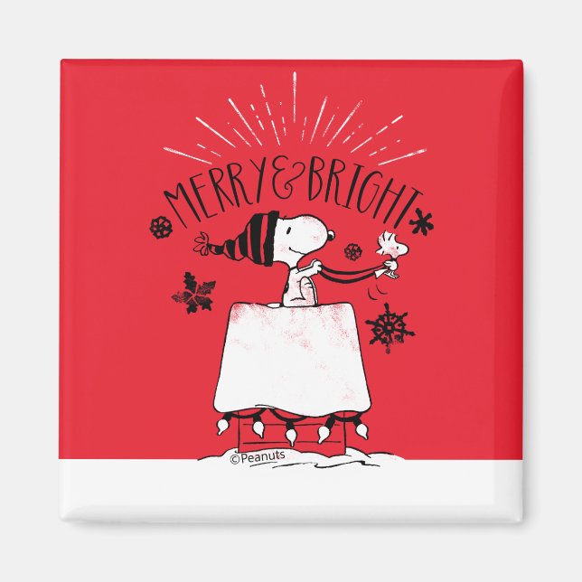 Snoopy und Woodstock - Merry & Bright Magnet (Vorne)