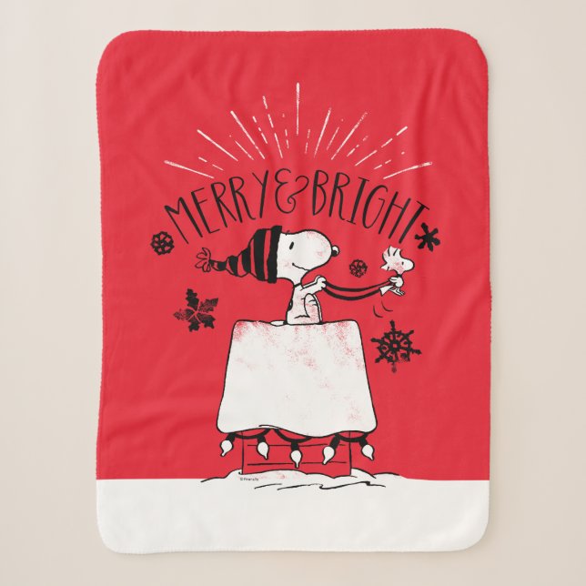 Snoopy und Woodstock - Merry & Bright Sherpadecke (Vorderseite)