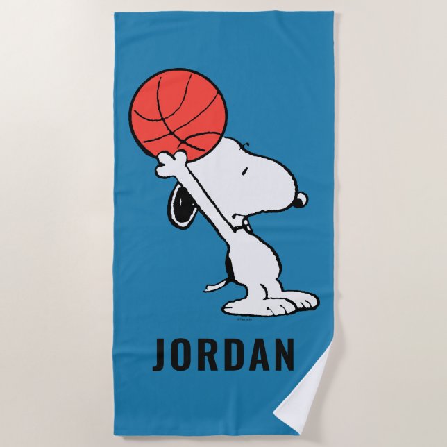 Snoopy Varsity Sports Basketball | Add Your Name Strandtuch (Vorderseite)