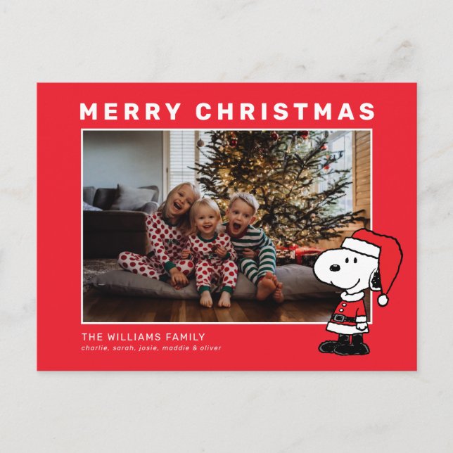 Snoopy Weihnachtsfamilie FotoCollage Feiertagspostkarte (Vorderseite)