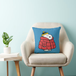Snoopy Winter in Daunenmantel-Wurfkissen Kissen
