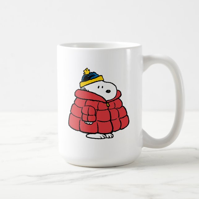 Snoopy Winter in Puffer Coat Coffee Mug Kaffeetasse (Rechts)