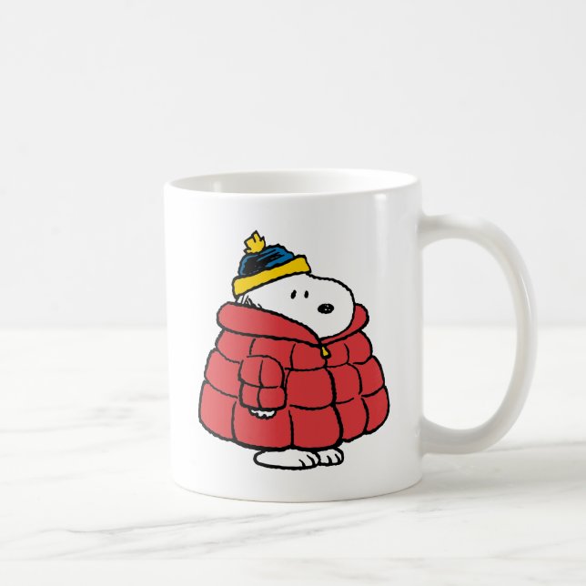 Snoopy Winter in Puffer Coat Coffee Mug Kaffeetasse (Rechts)