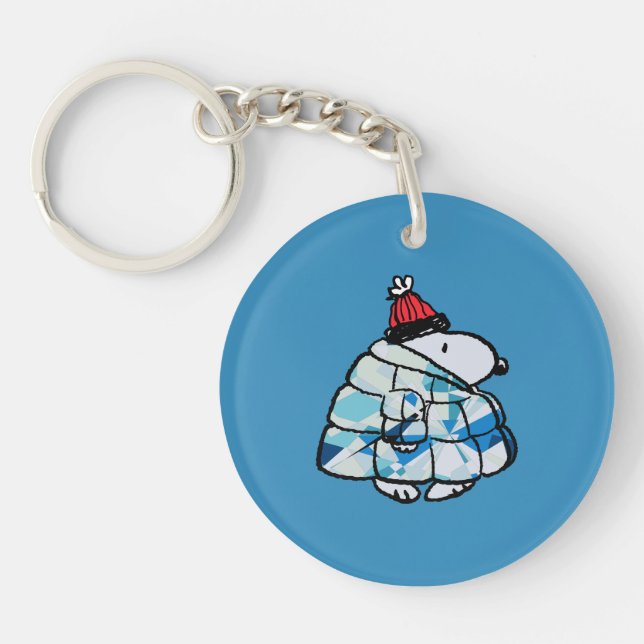 Snoopy Winter in Puffer Coat Keychain Schlüsselanhänger (Vorderseite)
