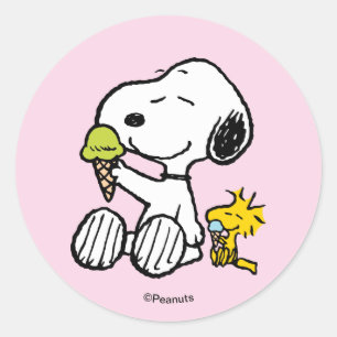 Snoopy & Woodstock Eistüten Runder Aufkleber
