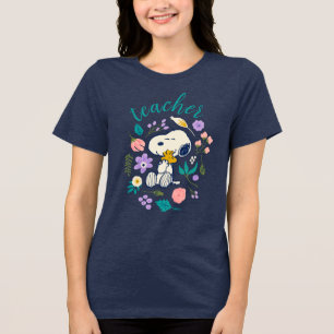 Snoopy & Woodstock Flower Hug Teacher Tri-Blend Shirt