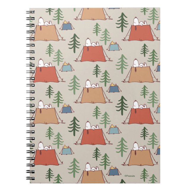 Snoopy & Woodstock Go Camping Pattern Notizblock (Vorderseite)