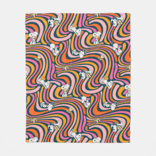 Snoopy & Woodstock Groovy Vibes Lila Muster Fleecedecke