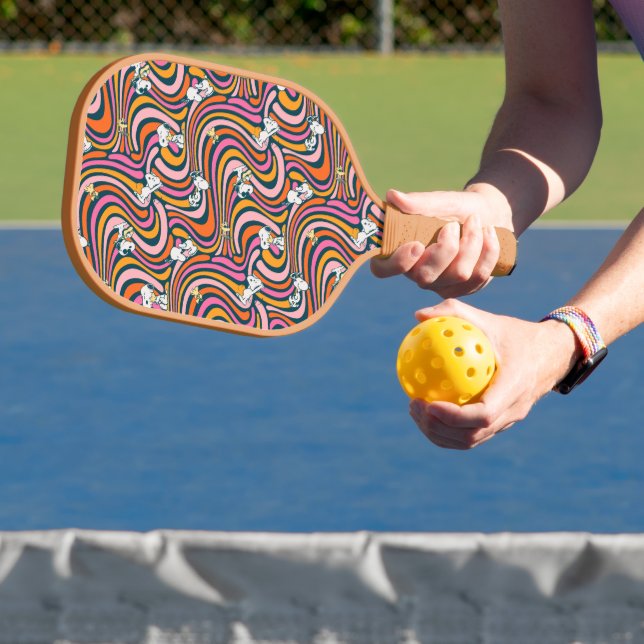 Snoopy & Woodstock Groovy Vibes Lila Muster Pickleball Schläger (InSitu)
