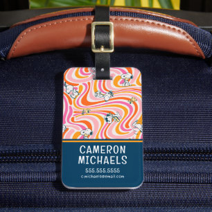 Snoopy & Woodstock Groovy Vibes Orange Muster Gepäckanhänger